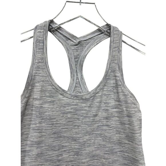 Lululemon Athletica Gray Heathered Pinstriped Tant Top Size M Racerback - Picture 2 of 5